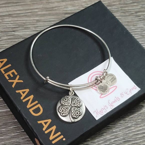 Alex and Ani Four Leaf Clover Bangle Bracelet - Picture 2 of 3